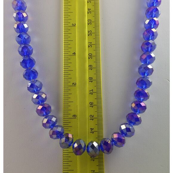 Handmade Crystal Necklace AB Purple-Blue Heart Toggle Beaded Spacers Vintage - Picture 8 of 10